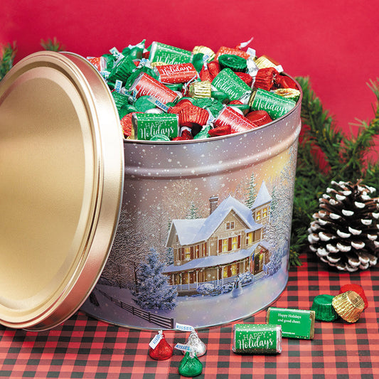 Personalized Home For The Holidays 12 lb Happy Holidays Hershey's Mix Tin