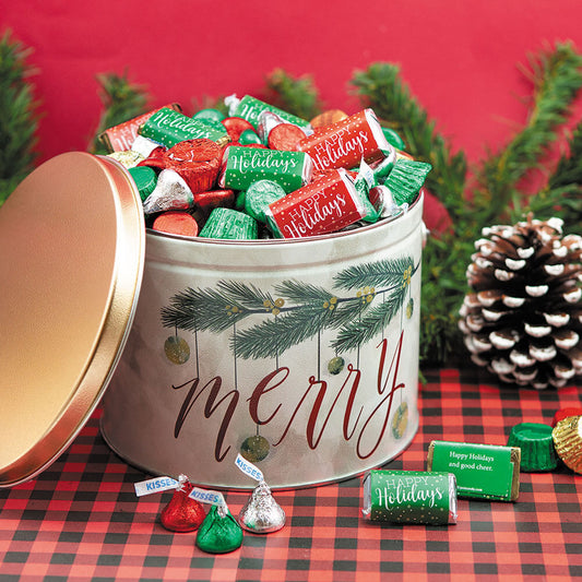 Personalized Very Merry 2.7 lb Happy Holidays Hershey's Mix Tin