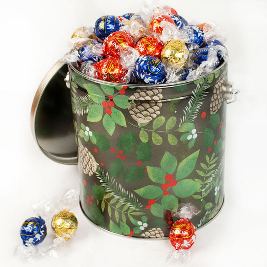 Golden Pinecones 2.6lb Holiday Tin Assorted Lindt Truffles (95pcs)