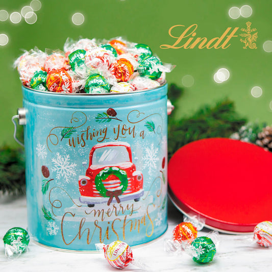 Vintage Christmas 2.6lb Holiday Tin Assorted Lindt Truffles (95pcs)