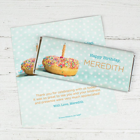 Personalized Birthday Donut Worry Be Happy Chocolate Bar Wrappers