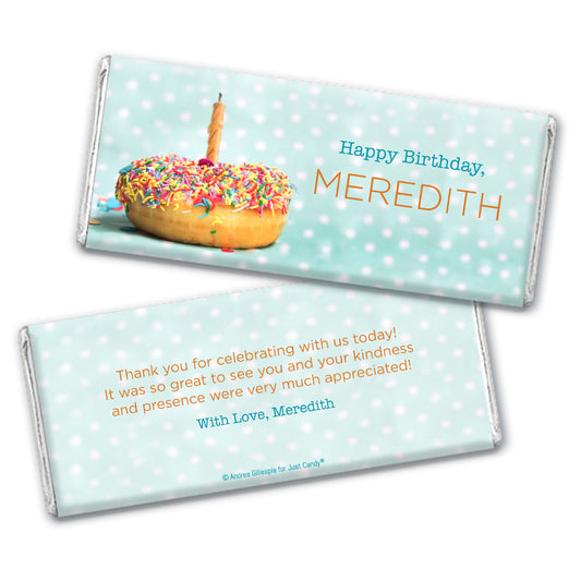 Personalized Birthday Donut Worry be Happy Hershey's Milk Chocolate Bar & Wrapper