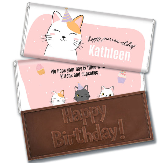 Personalized Cat Birthday Embossed Chocolate Bars