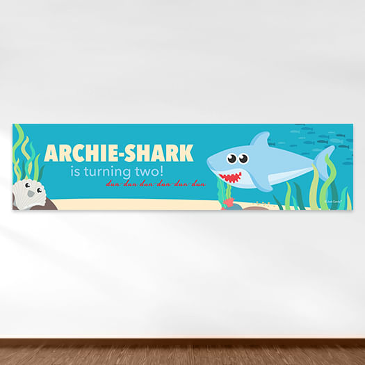 Personalized Kids Birthday Boy Shark 5 Ft. Banner