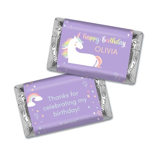 Personalized Unicorn Birthday Hershey's Miniatures Wrappers Rainbow Unicorn