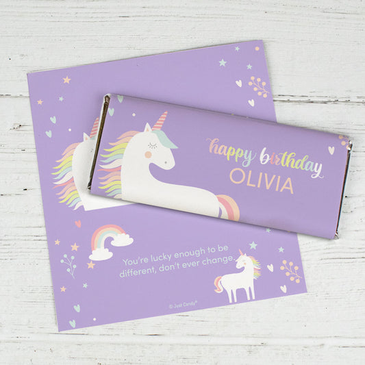 Personalized Unicorn Birthday Standard Chocolate Bar Wrappers Only - Rainbow Unicorn