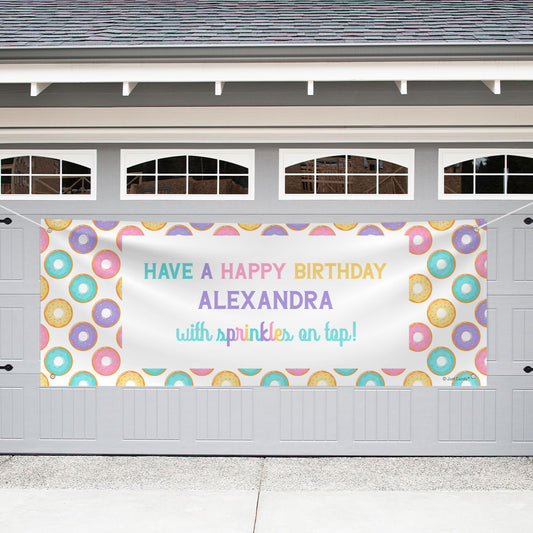 Personalized Donut Birthday Donut Party - Garage Banner