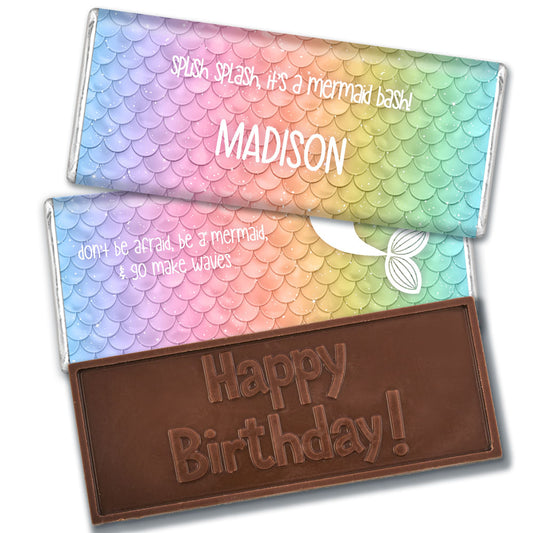 Personalized Rainbow Mermaid Birthday Embossed Chocolate Bars