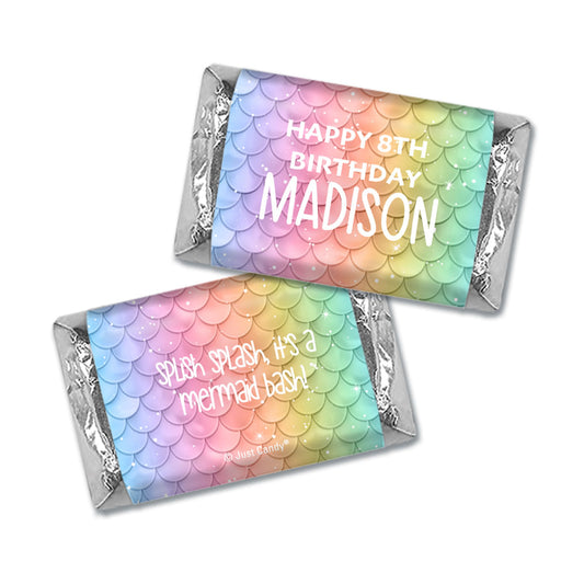 Personalized Mermaid Birthday Hershey's Miniatures Wrappers Rainbow Mermaid