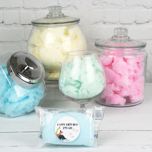 Personalized Dinosaur Birthday Cotton Candy (Pack of 10) Favor - Green Dinosaur