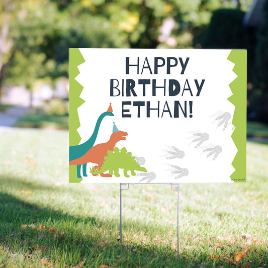 Personalized Kids Birthday Blue Dino Yard Sign