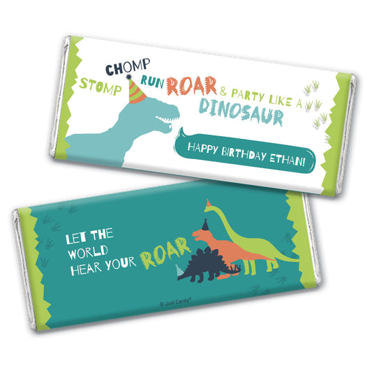 Personalized Dinosaur Birthday Hershey's Milk Chocolate Bar & Wrapper - Green Dinosaur