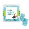 Personalized Dinosaur Birthday JUST CANDY� favor cube with Sugar Sanded Gummy Bears Blue Dino