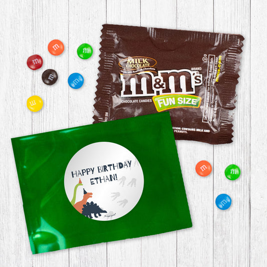 Personalized Kids Birthday Dinosaurs Chocolate M&Ms Favor Bag