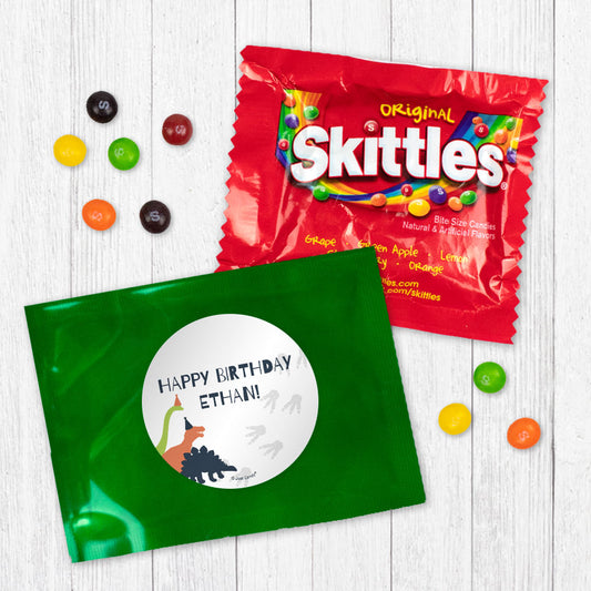 Personalized Kids Birthday Dinosaurs Chocolate M&Ms Favor Bag