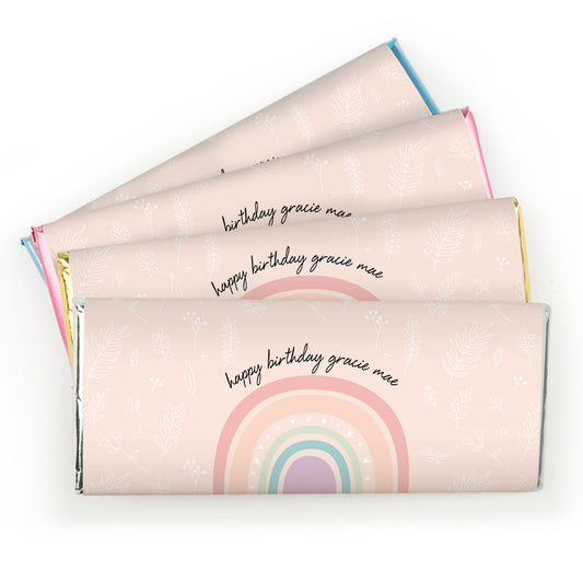 Personalized Rainbow Birthday Hershey's Milk Chocolate Bar & Wrapper - Watercolor Rainbows