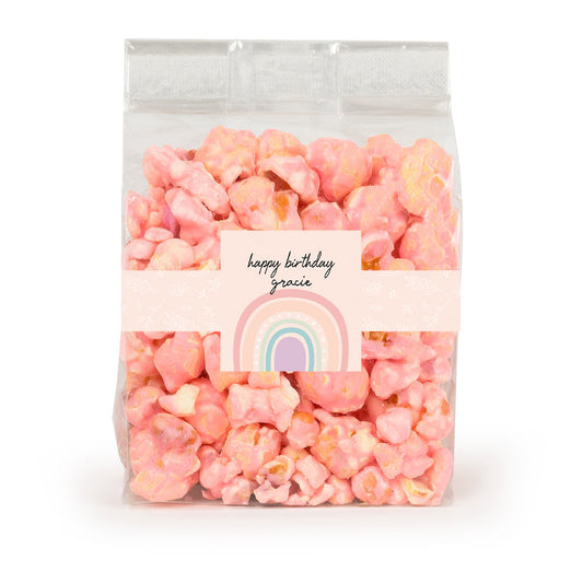 Personalized Rainbow Birthday Candy Coated Popcorn 3.5oz Bag