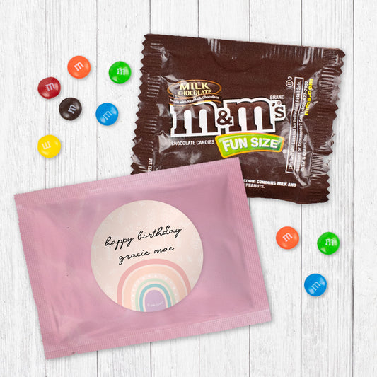 Personalized Kids Birthday Watercolor Rainbows Chocolate M&Ms Favor Bag