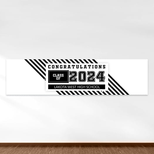 Personalized Graduation School Spirit Stripes 5 Ft. Banner