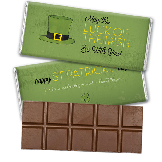 Personalized St. Patrick's Day Rustic Irish Hat Belgian Chocolate Bars