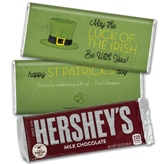 Personalized St. Patrick's Day Rustic Irish Hat Hershey's Milk Chocolate Bar