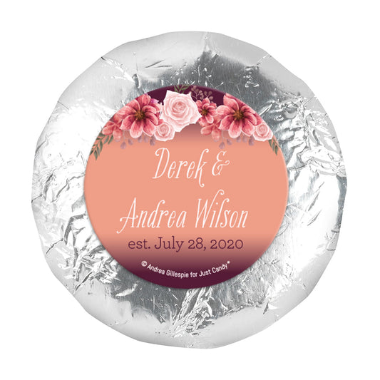 Personalized Wedding Blushing Burgundy 1.25" Stickers (48 Stickers)