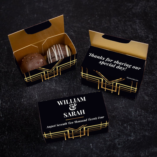 Personalized Truffle Wedding Favors Gold Lines - 2 pcs