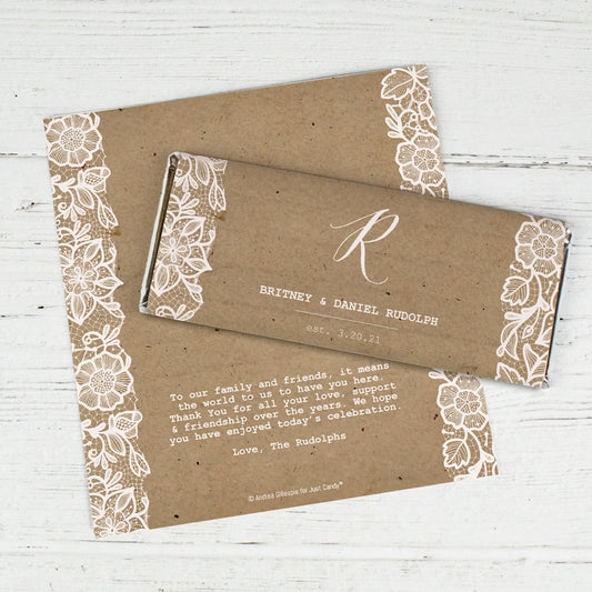 Personalized Wedding Floral Lace Chocolate Bar Wrappers