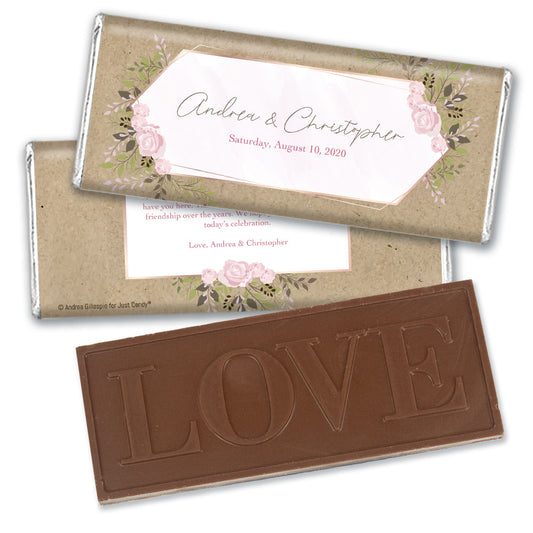 Personalized Wedding Botanical Border Embossed Chocolate Bar & Wrapper