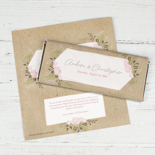 Personalized Wedding Botanical Border Chocolate Bar Wrappers