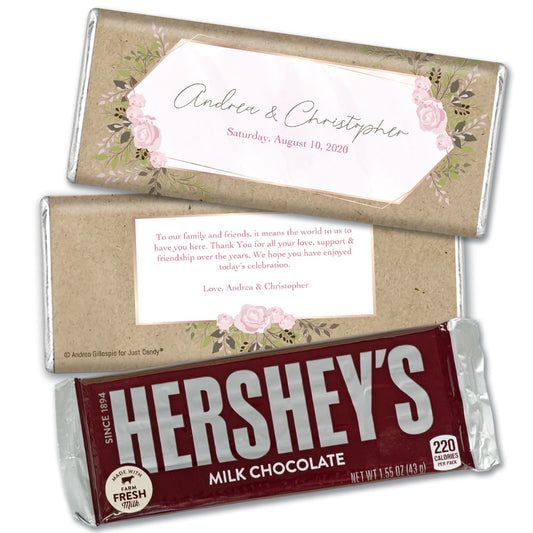 Personalized Wedding Botanical Border Hershey's Milk Chocolate Bar & Wrapper