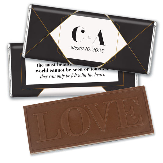 Personalized Wedding Elegant Geo Embossed Chocolate Bar & Wrapper