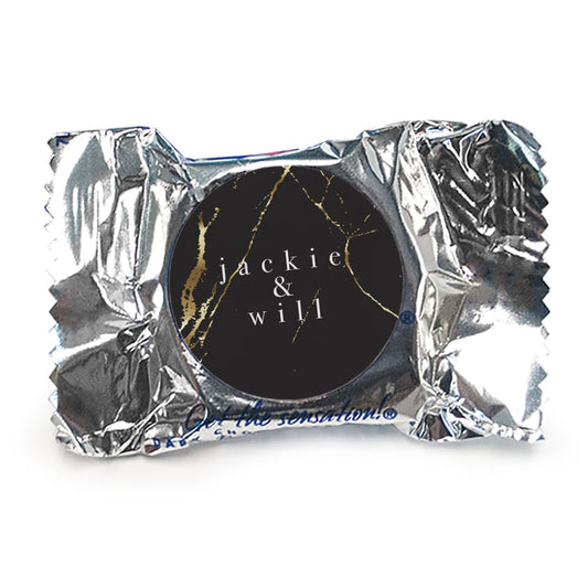 Personalized Wedding Black & Gold Marble York Peppermint Patties - pack of 70