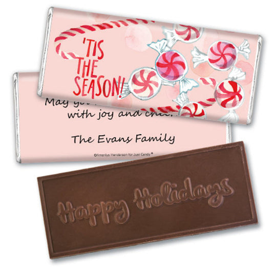 Personalized Christmas 'Tis the Season Embossed Chocolate Bar