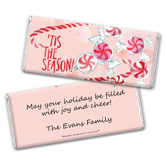 Personalized Christmas 'Tis the Season Hershey's Milk Chocolate Bar & Wrapper