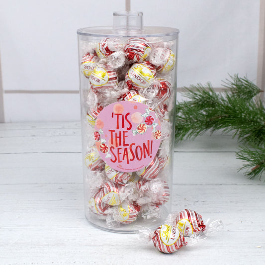 Christmas 'Tis the Season Lindor Truffles Canister Gift - Peppermint Truffles