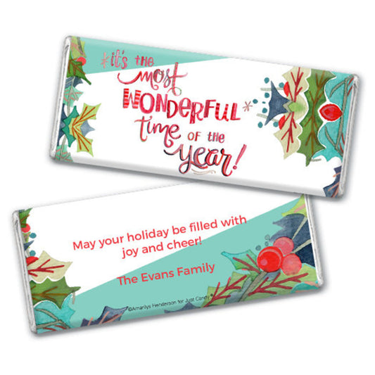 Personalized Christmas Wonderful Time Hershey's Milk Chocolate Bar & Wrapper