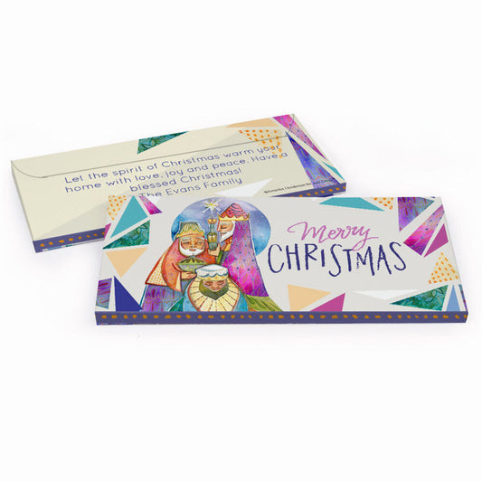 Deluxe Personalized Christmas Wise Men Candy Bar Favor Box