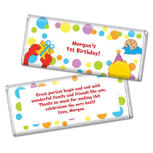 Birthday Sesame Street Themed Personalized Hershey's Hershey's Milk Chocolate Bar & Wrapper