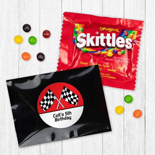 Personalized Kids Birthday Racing Chocolate M&Ms Favor Bag