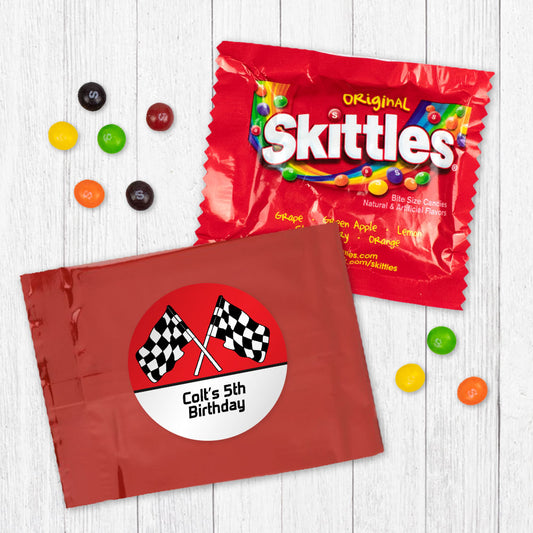 Personalized Kids Birthday Racing Chocolate M&Ms Favor Bag