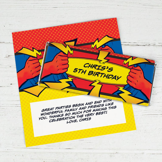 Birthday Superhero Personalized Hershey's Chocolate Bar Wrappers