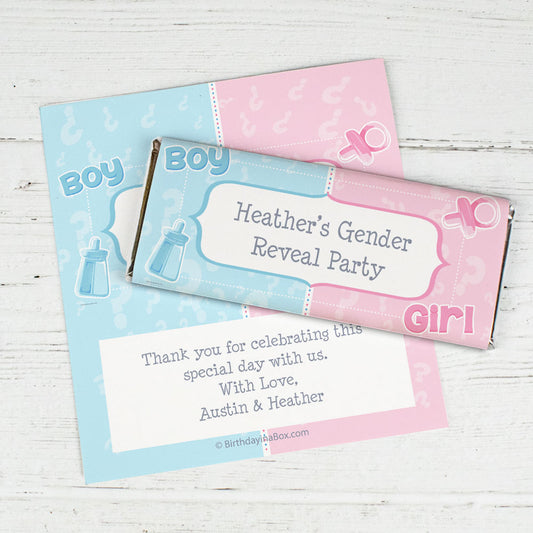 Pick a Side Gender Reveal Personalized Hershey's Chocolate Bar Wrappers