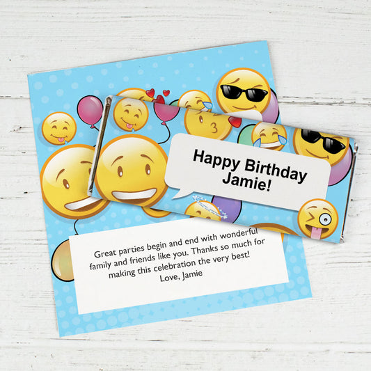 Birthday Emoji Themed Personalized Hershey's Chocolate Bar Wrappers