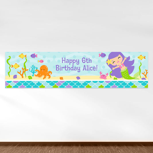 Personalized Birthday Mermaid Friends 5 Ft. Banner