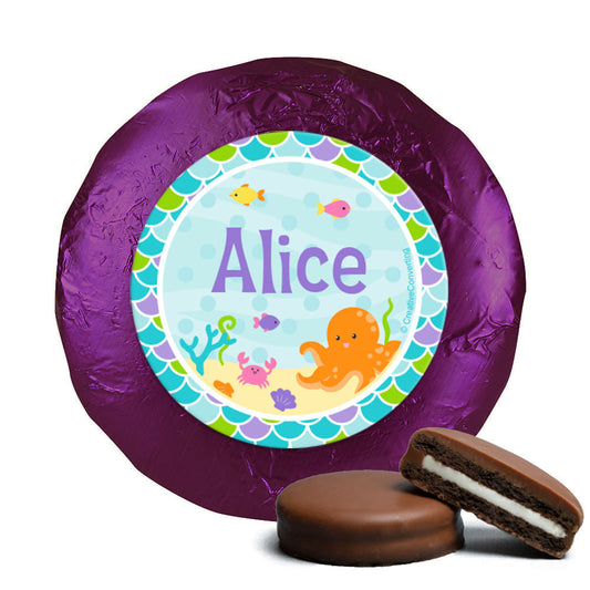 Personalized Birthday Mermaid Friends Milk Chocolate Covered Foil Oreos