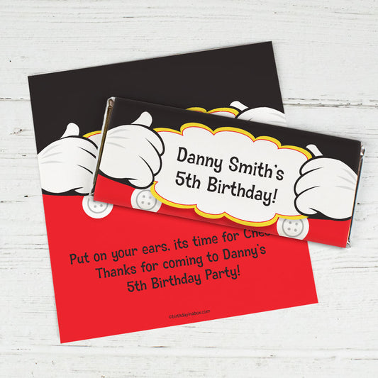 Personalized Birthday Mickey Party Chocolate Bar Wrappers