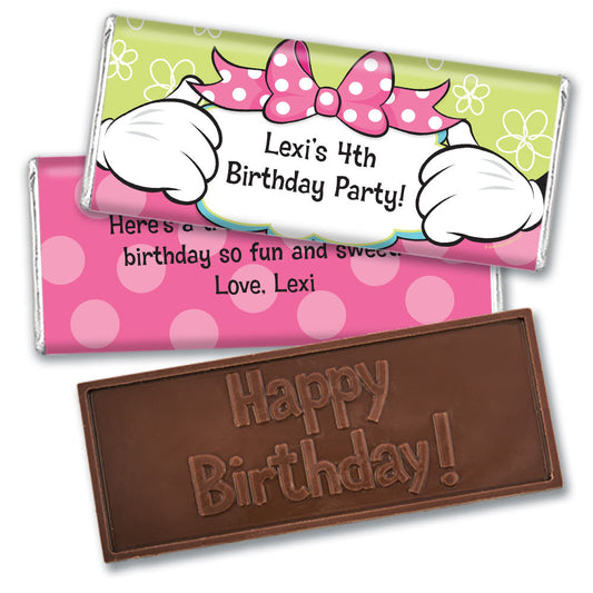 Personalized Birthday Miss Mouse Embossed Chocolate Bar & Wrapper