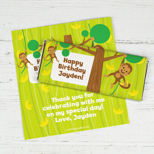 Birthday Monkey & Bananas Personalized Hershey's Chocolate Bar Wrapper