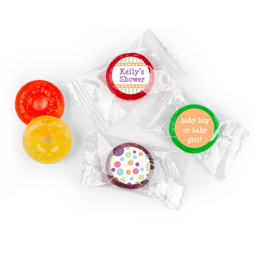 Baby Shower Orange Stripe Personalized LifeSavers 5 Flavor Hard Candy (300 Pack)